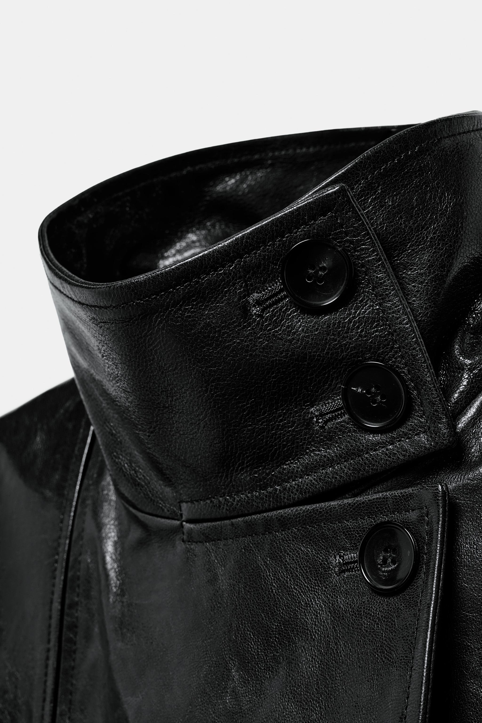 100% LEATHER SHOULDER PAD TRENCH COAT ZW COLLECTION LIMITED EDITION